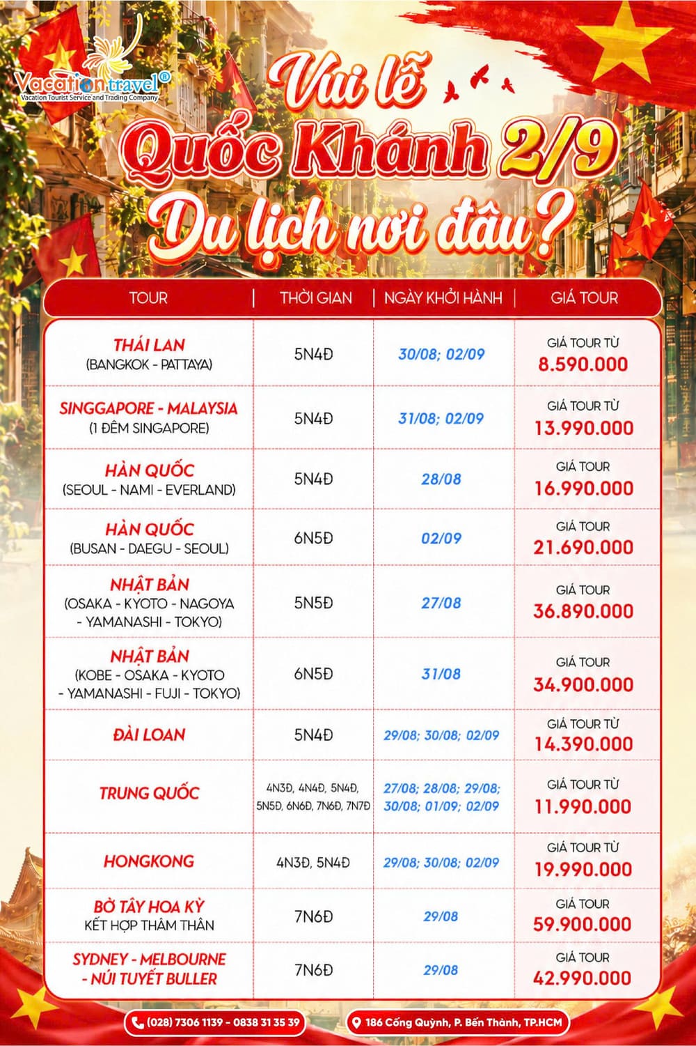 Lịch Khởi Hành Tour Trong Nước Và Quốc Tế Dịp Lễ 2/9 – Đặt Sớm Nhận Giá Tốt